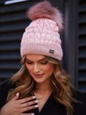 Wintermütze aus Baumwolle mit Bommel, rosa C31 - Online-Shop - Boutique